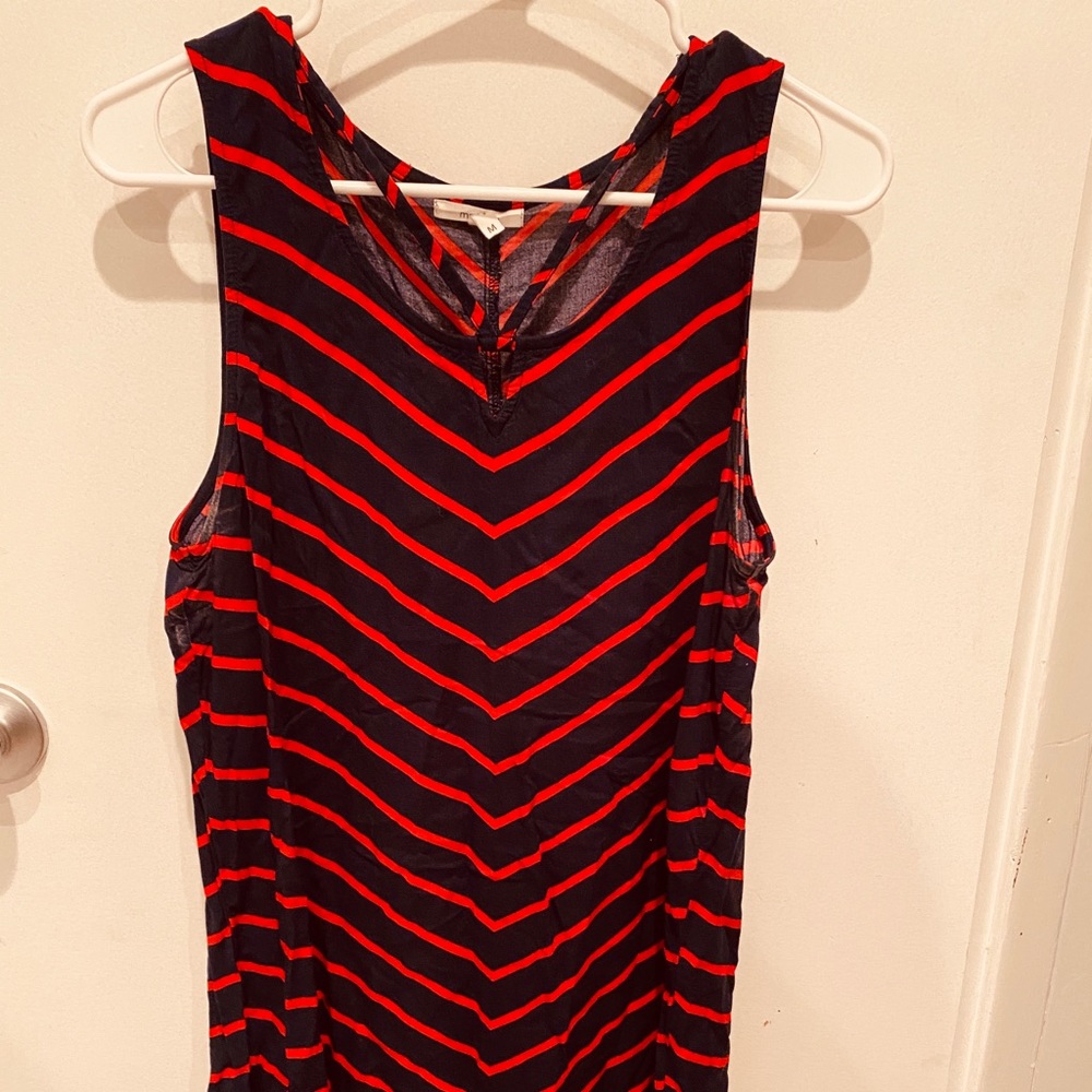 Navy blue and red striped Maurice’s dress